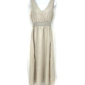 Terzo Millennio Italy 100% Linen Maxi Dress Size Medium Sleeveless